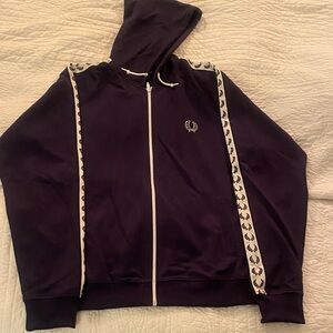 Fred Perry blue Zip Up Hoody with White Accents